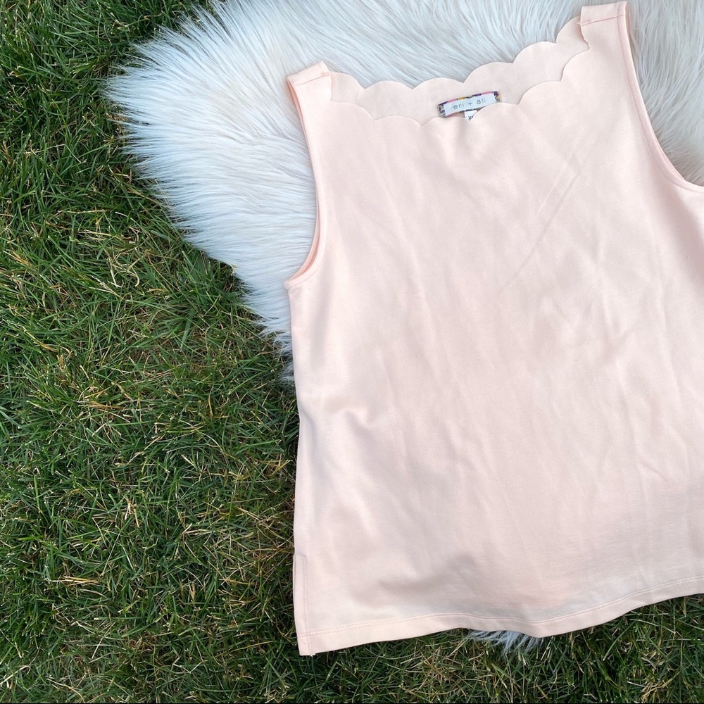 Eri + Ali blush scalloped tank shell XS